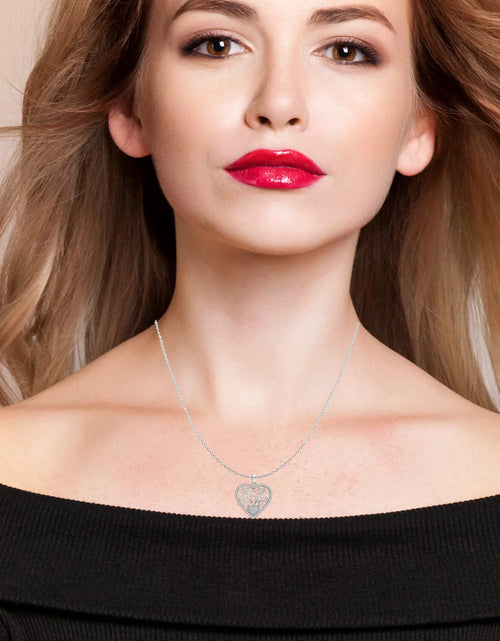 Load image into Gallery viewer, 925 Sterling Silver Light-Weight CZ Filigree Heart Pendant Necklace Jewelry Gifts for Women and Teen 18" Inch
