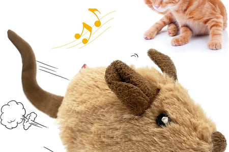 Cat Toys for Indoor Cats, Interactive Cat Toys for Cat Exercise, Automatic Moving Kitten Toys with Real Mouse Sound