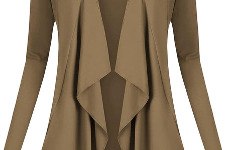 Women'S Drape Front Open Cardigan Long Sleeve Irregular Hem