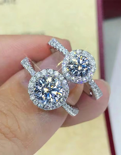Load image into Gallery viewer, 100% Moissanite Rings 1CT 2CT 3CT Brilliant Diamond Halo Engagement Rings for Women Girls Promise Gift Sterling Silver Jewelry
