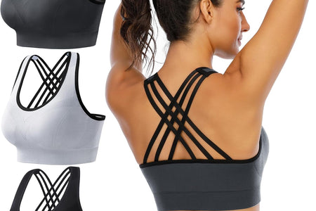 Women'S Sports Bras Padded Sports Bra Supportive Strappy Criss Cross Yoga Bra Workout Athletic Bras 3 Pack