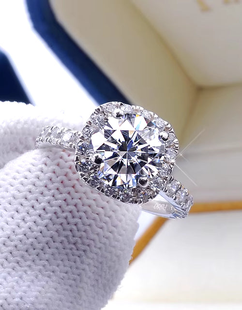 Load image into Gallery viewer, 100% Moissanite Rings 1CT 2CT 3CT Brilliant Diamond Halo Engagement Rings for Women Girls Promise Gift Sterling Silver Jewelry
